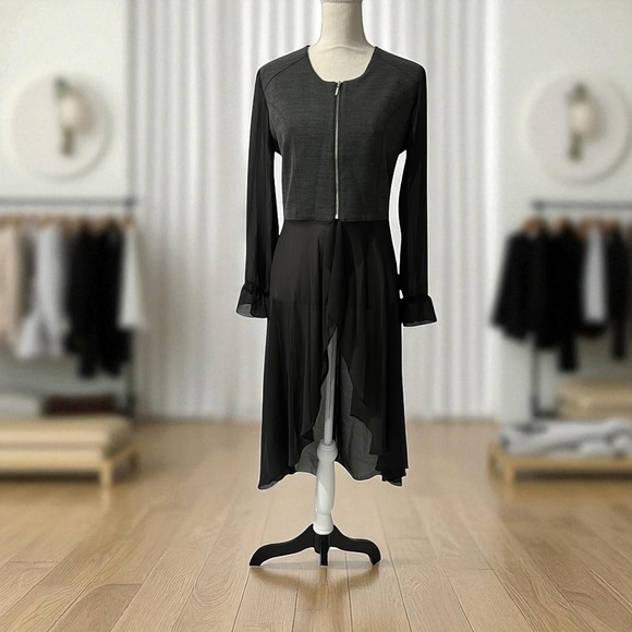 Simply Noelle Sheer Gray Witchy Whimsigoth Long Tiered Ruffle Puff Sleeve Jacket - Picture 1 of 10